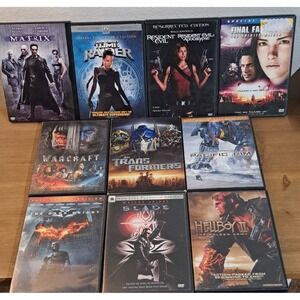 10 Movies Action Sci-Fi DVD Lot Matrix Tomb Raider Dark Knight Hellboy Blade